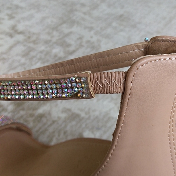 Charlotte Russe Almie Shimmery Chunky Block Heel Open Toe Sandals 10 Nude - Picture 12 of 16